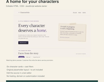 Editable Six Character Portfolio HTML CSS JavaScript Website Starter