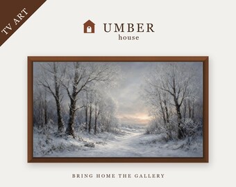 Winter Solstice Landscape Frame TV Art, Snowy Forest Screensaver (Digital Download)