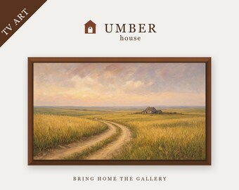 Autumn Country Road Frame TV Art, Prairie Landscape Decor (Digital Download)