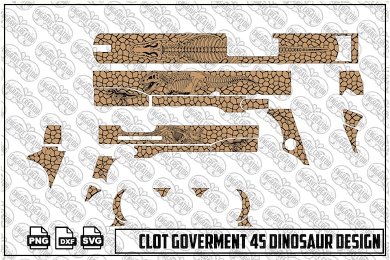 Colt 1911 Dinosaur Engraving File | Patriotic Scrollwork Laser Vector Design (SVG DXF PNG)