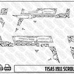 Tisas 1911 Scroll Engraving Design | 1911 Scrollwork Vector Art | Digital Laser Engraving File | SVG DXF PNG