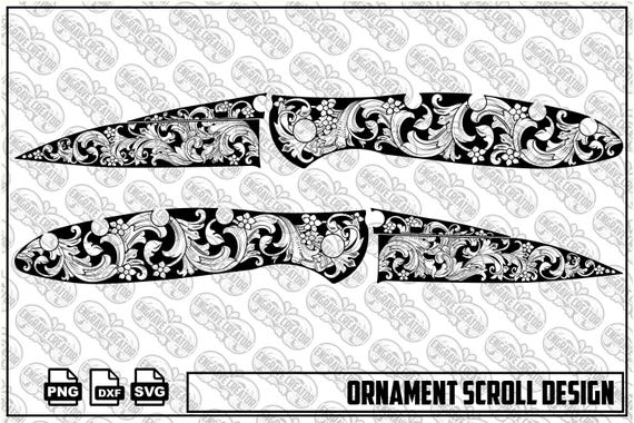 Ornamental Scroll Design, Laser Engraving Artwork SVG