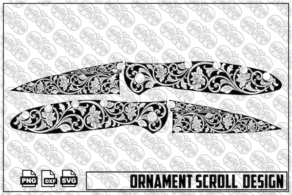 Ornamental Scroll Laser Engraving Design SVG PNG DXF