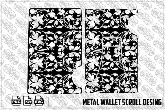 Metal Wallet Scroll Design, Ornamental Laser Engraving SVG