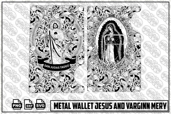 Jesus Virgin Mary Metal Wallet Engraving Design, Religious SVG