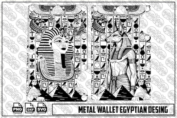 Egyptian Theme Metal Wallet Engraving Design, Anubis SVG