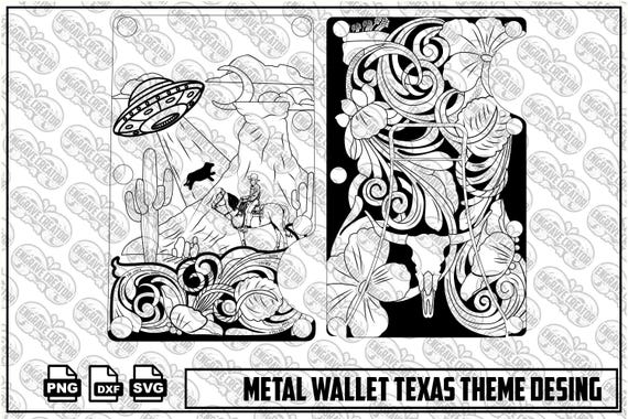 Texas Theme Metal Wallet Engraving Design, Western SVG