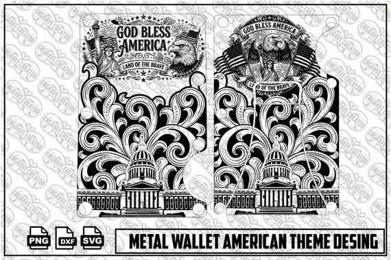 American Theme Metal Wallet Engraving Design, Patriotic SVG