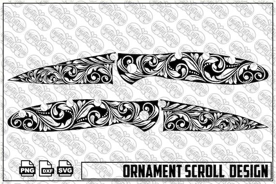Ornamental Scroll laser Engraving Design SVG PNG Digital File