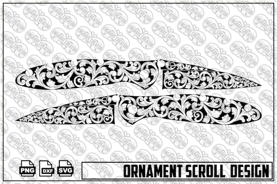 Ornamental Scroll Laser Engraving Design – svg png dxf Digital Files