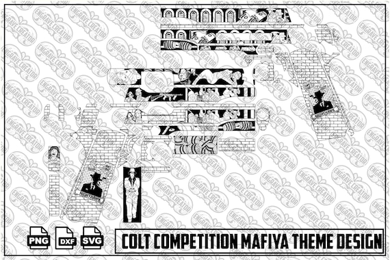 Colt Competition Mafia Theme Engraving Vector | Vintage Gangster Noir Scrollwork SVG | Italian Mob Inspired Digital Engraving Design