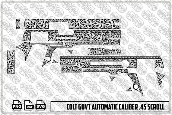 Colt Government Automatic Caliber  Scroll Engraving Vector