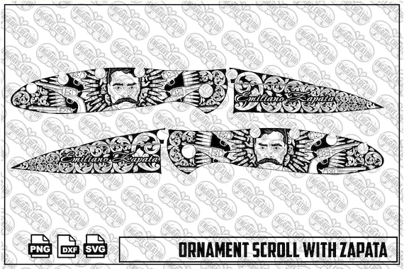 Zapata Ornamental Scroll Design, Laser Engraving Artwork SVG