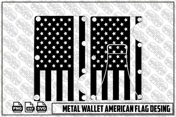 American Flag Metal Wallet Engraving Design, Patriotic SVG