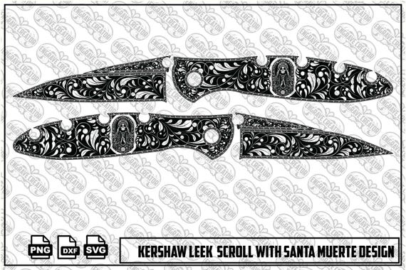 Santa Muerte Scrollwork Ornamental Engraving SVG PNG Digital File