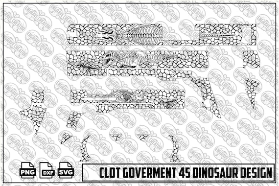 Colt 1911 Dinosaur Engraving File | Patriotic Scrollwork Laser Vector Design (SVG DXF PNG)