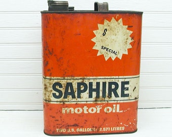 Vintage Gulf Saphire Oil Can - Vintage Oil Can - Antique Oil Can - Oil & Gas Advertising - Vintage Motor Oil Can - Petroliana