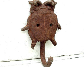 Cast Iron Ladybug Junebug Beetle Hook - Key Hook - Nature Collector - Kitchen Umbrella - Ladybug Gift - Garden Accents - Nature Lover