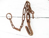 Vintage Farm Tack Hardware Chain Hook Pieces Forged Rusty