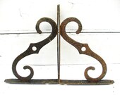 Vintage Shelf Brackets - Spanish Influence - 10 inch - Architectural Salvage - Vintage Iron Garden Decor - Plant Hooks