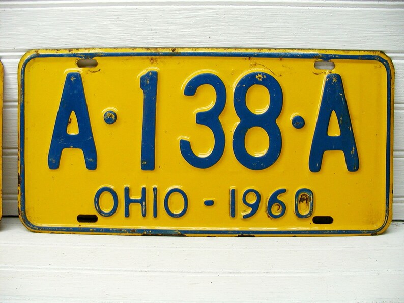 Ohio License Tag Matched Set Ohio License Plate 1960 A 138 Etsy