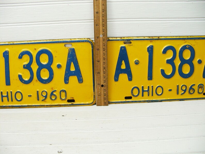 Ohio License Tag Matched Set Ohio License Plate 1960 A 138 Etsy