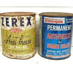 Vintage Pair AntiFreeze Cans Can - Anti-Freeze Cans - Anti Freeze Advertising - Oil Advertising - Gas Can - Vintage Oil Can - Petroliana
