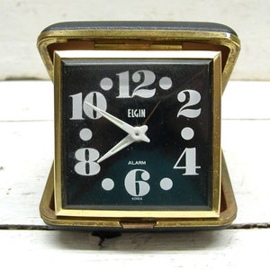 Vintage Elgin Travel Alarm Clock Mid Century Tested image 2