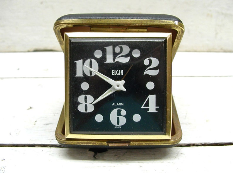 Vintage Elgin Travel Alarm Clock Mid Century Tested image 2