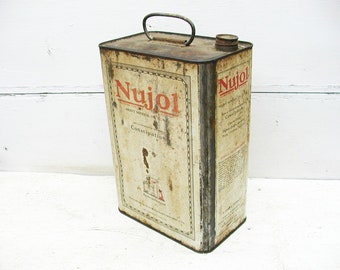 Vintage Advertising Tin - Nujol Gallon Can - Mineral Oil - Home Remedy - Stanco Co New Jersey - Collectible Advertising Medical - Snake Oil