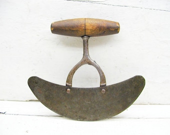 Perfectly Primitive - Vintage Metal Chopper - Wooden Handle - Primitive Gadget - Primitive Kitchen Gadget - French Kitchen - Vintage Gift