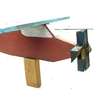 Vintage Airplane Whirligig - Airplane Whirlygig - Folk Art - Hand Made - Chippy Paint - Barn Find