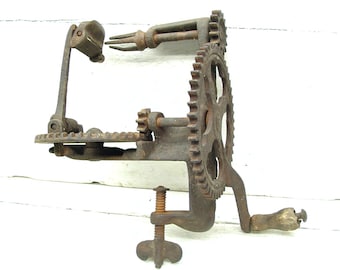 Vintage Apple Peeler - Lockey Howland Company Apple Peeler - Pat'd 1856 - Gear Driven Apple Peach Peeler Read Description