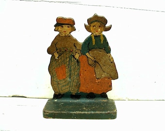 Bookend - Doorstop Dutch Amish Door Stop - Cast Iron Nice Old Piece - Boy Girl