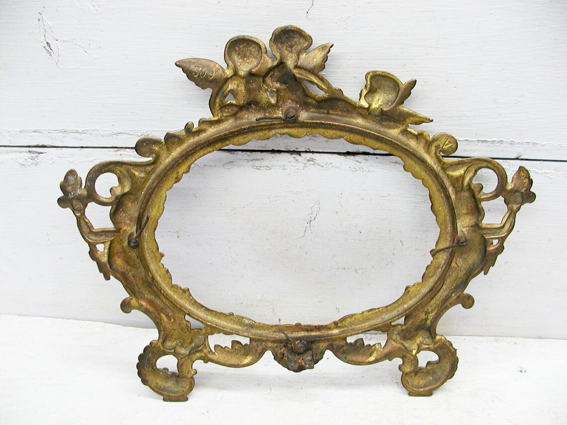 Vintage Figural Brass Frame / Antique Brass Picture Frame / - Etsy
