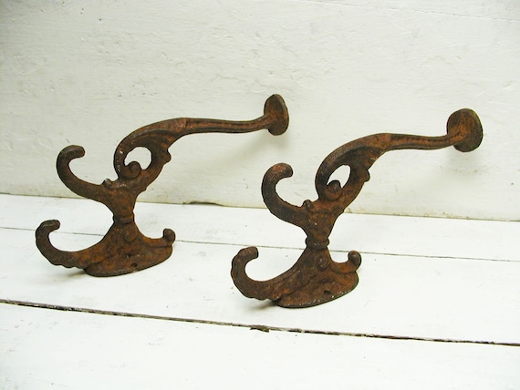 Iron Coat Hooks Iron Coathooks Ornate Coat Hooks Fancy Coathooks Rusty Hooks Coat Rack Hat Rack Etsy
