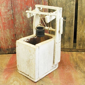 Folk Art Hand Made Toy Well - Wooden OOAK Childs Toy Well - Wooden Folk Art - Hand Made Mountain Craft - AAFA - Working Water Well