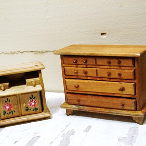 Vintage Doll House Furniture 2 Pcs Chest Secretary