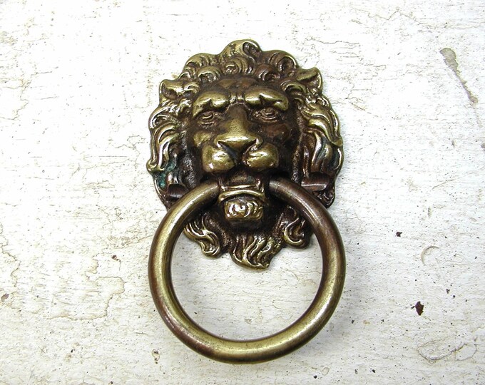 Lions Head Drawer Pull or Pull Brass and Steel Listing for 1