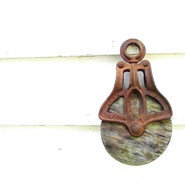 Vintage Wooden Pulley - Barn Nautical Decor - Industrial Salvage - Block Tackle