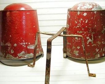 Vintage Fire Buckets With Stand Qty 2 - Fire Fighter Fire Truck Barn Fresh Fire Buckets Rack Wagon Pumper Restoration Brigade Restore