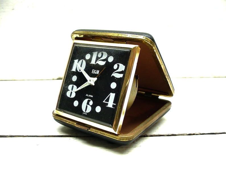 Vintage Elgin Travel Alarm Clock Mid Century Tested image 1