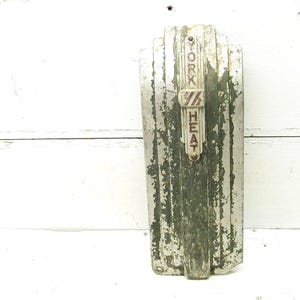 Art Deco Aluminum Industrial Salvage York Heat Project Upcycle Sign Badge Plaque