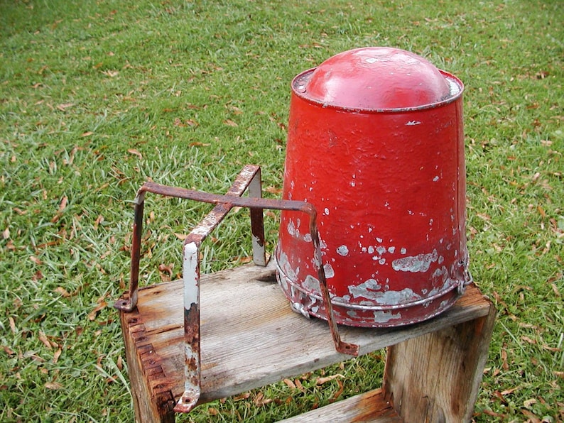 Vintage Fire Truck 2 Water Buckets With Stand Fire Fighter Etsy