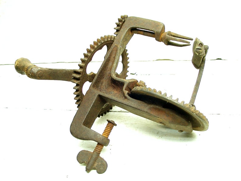 Vintage Apple Peeler Lockey Howland Company Apple Peeler Pat'd 1856 Gear Driven Apple Peach Peeler Read Description image 2