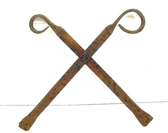 Vintage Forged Iron Tool Tongs Scissors  Blacksmith Made - Blacksmith Tools - Forged Tools - Unique Primitive - Rusty Iron Decor