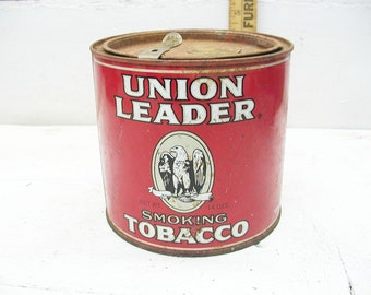 Vintage Union Leader Tobacco Tin US Tobacco - Richmond Virginia Good Color - Some Rust