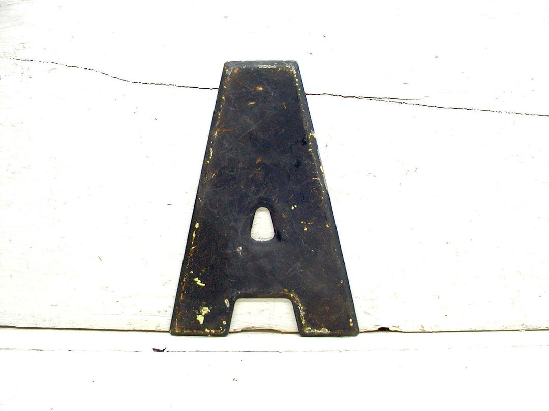 Letter A Metal Letter Sign Black Chippy Paint 7 1/2