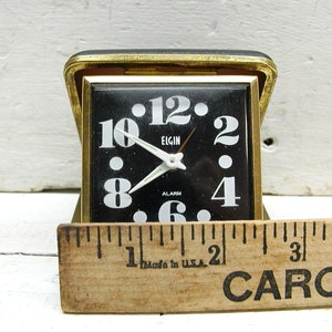 Vintage Elgin Travel Alarm Clock Mid Century Tested image 8