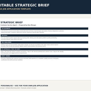 Editable Strategic Brief Template | 30-60-90 Day Plan | Job Interview & Application Digital Download